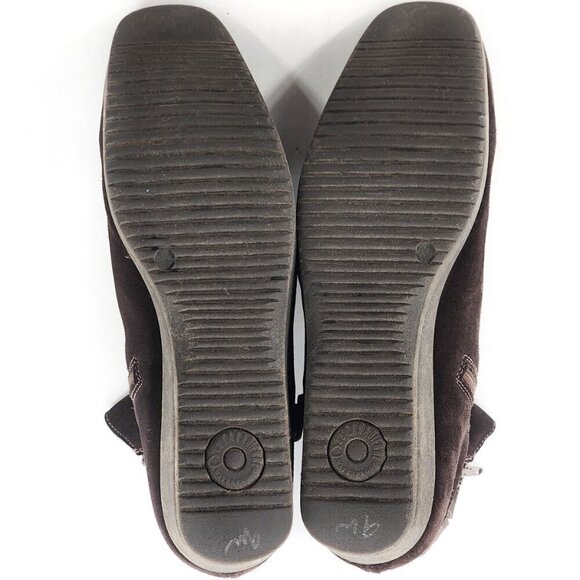 LA CANADIENNE Waterproof Suede Ankle Bootie Square Toe Low Wedge Brown - Picture 9 of 9